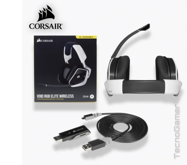 Audífono CORSAIR VOID RGB ELITE WIRELESS WHITE - Imagen 4