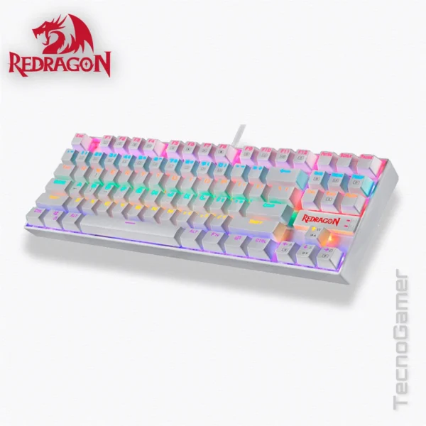 ▪️ Teclado REDRAGON KUMARA WHITE RAINBOW SWITCH RED