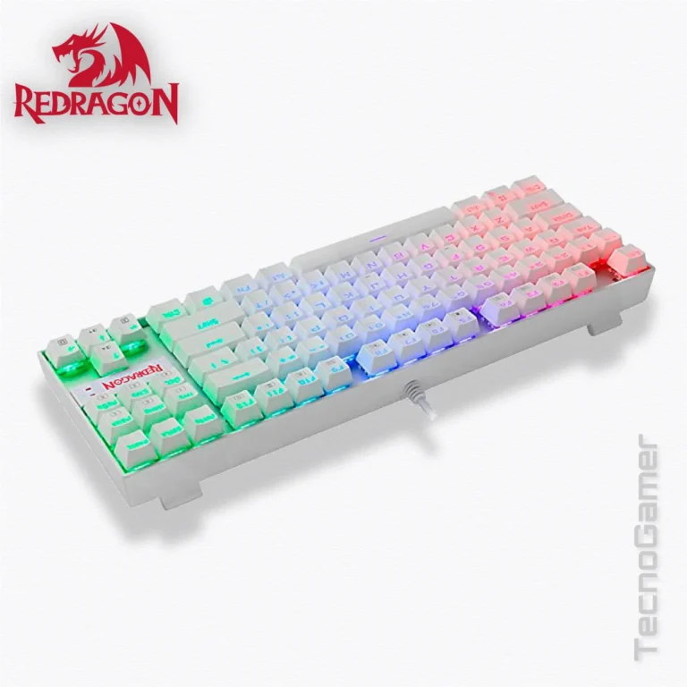 ▪️ Teclado REDRAGON KUMARA WHITE RAINBOW SWITCH RED