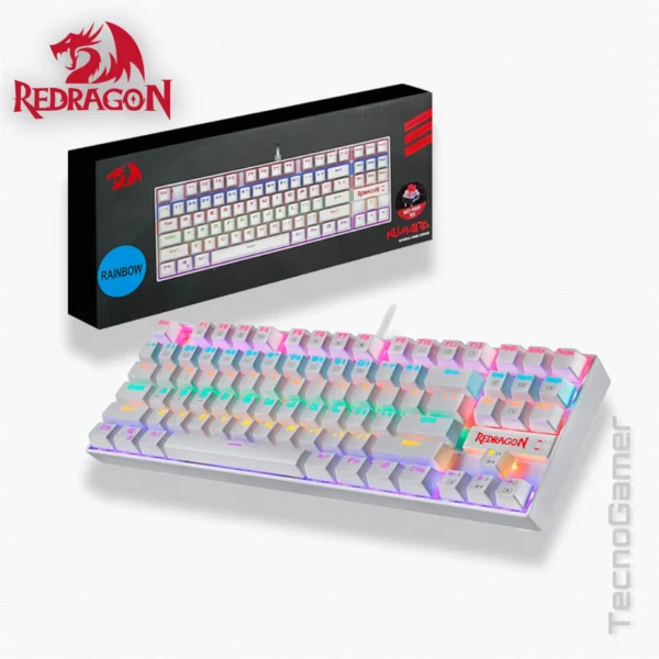 ▪️ Teclado REDRAGON KUMARA WHITE RAINBOW SWITCH RED - Imagen 4