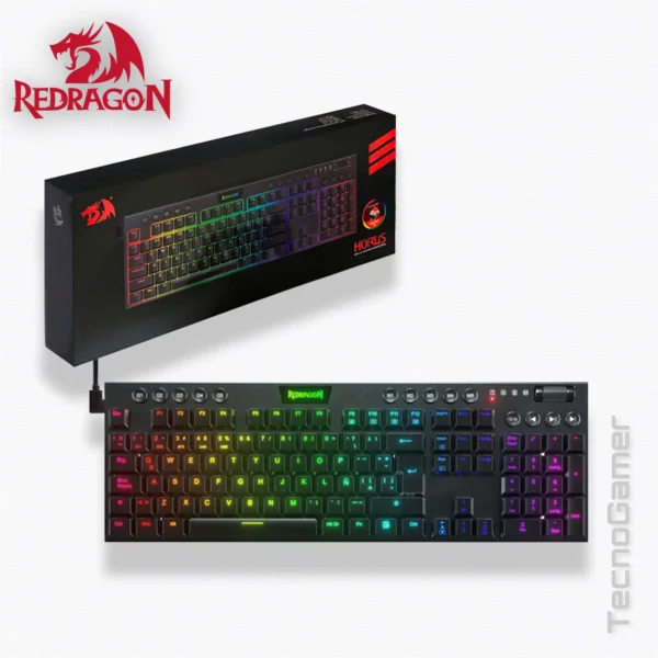 ▪️ Teclado REDRAGON HORUS 100% NEGRO - Imagen 4