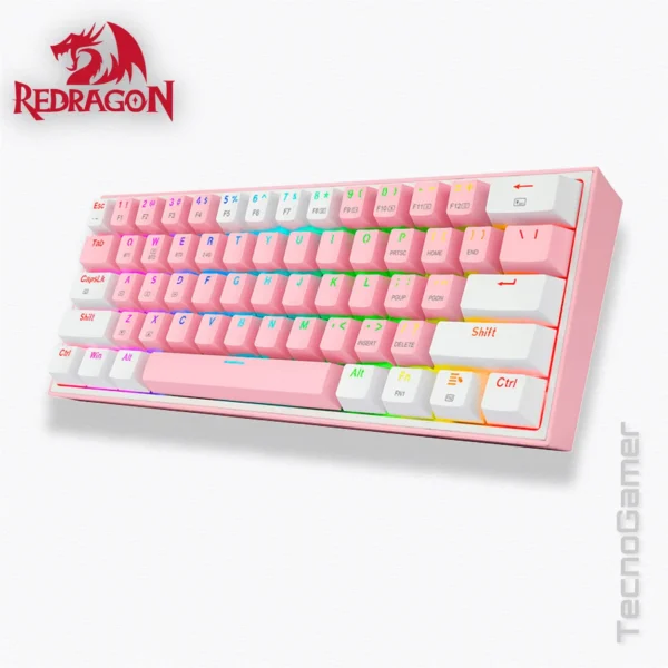 ▪️ Teclado REDRAGON FIZZ PRO PINK/WHITE RGB WIRELESS - Imagen 3