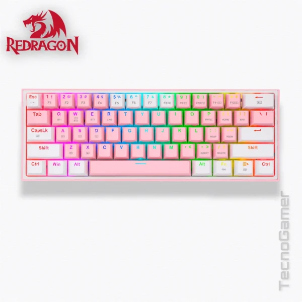 ▪️ Teclado REDRAGON FIZZ PRO PINK/WHITE RGB WIRELESS