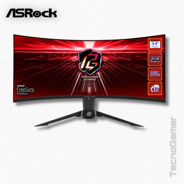 Monitor ASRock 34" CURVO, Panel VA, WQHD, 165Hz, 2K