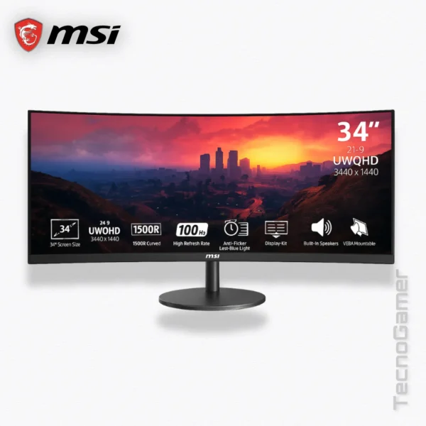 Monitor MSI 34" CURVO PRO, 100HZ, VA, UWQHD