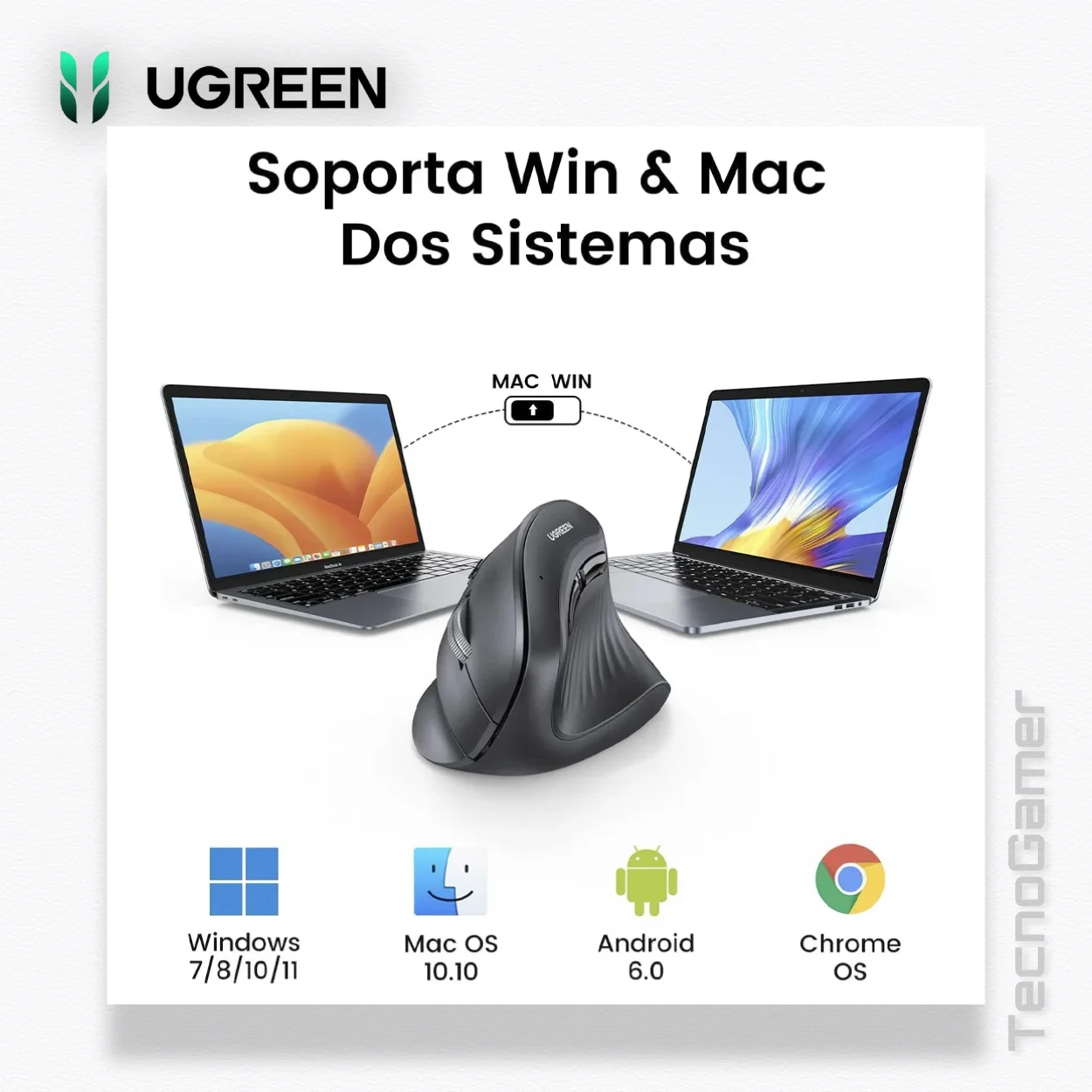 Mouse Ugreen MU008 Dual Mode Ergonomico - Imagen 4