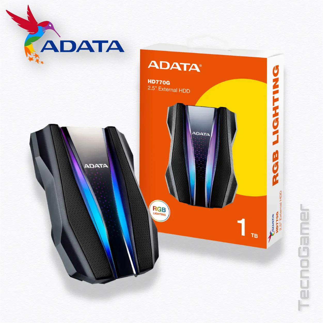 Disco Duro Externo Adata HD770G 1TB RGB LIGHTING EFFECTS - Imagen 4