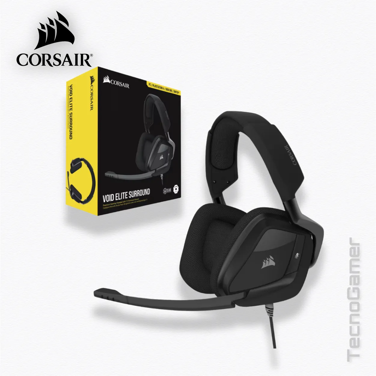 Audifono Corsair VOID ELITE SURROUND CARBONO 7.1 - Imagen 7