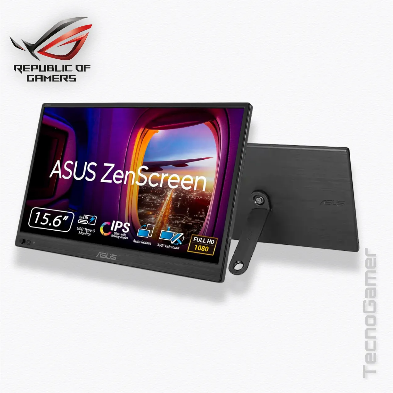 Monitor Portátil ASUS ZenScreen MB169CK: 15.6" 60Hz, FHD, IPS, USB Tipo-C