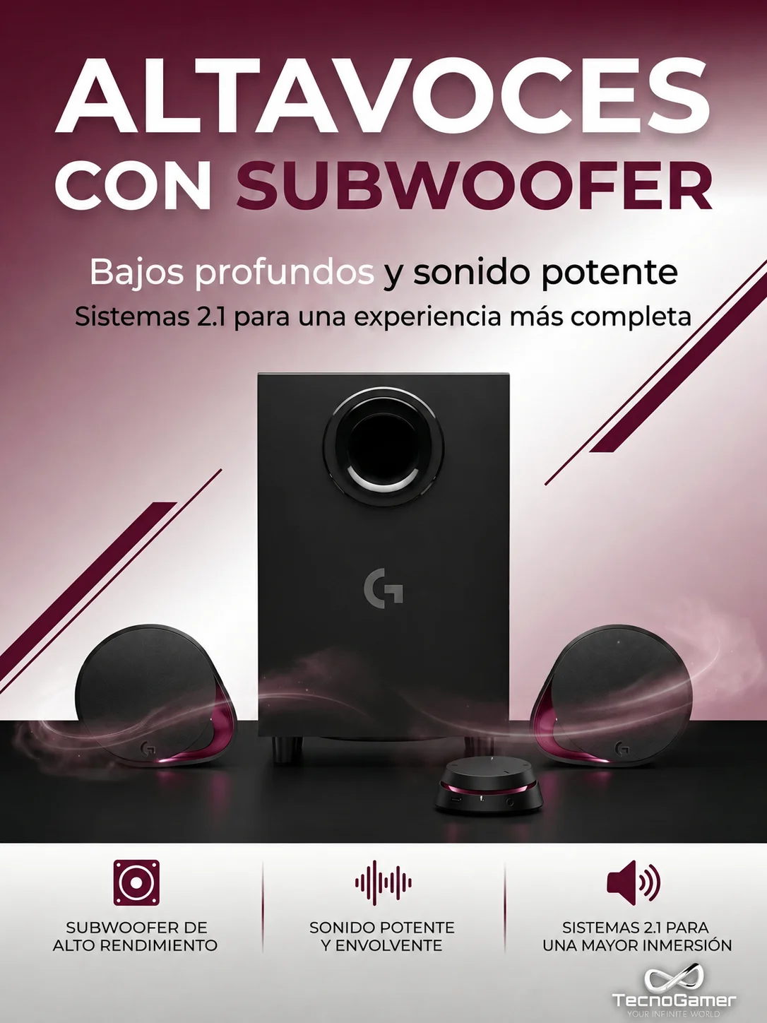 Parlantes 2.1 TecnoGamer