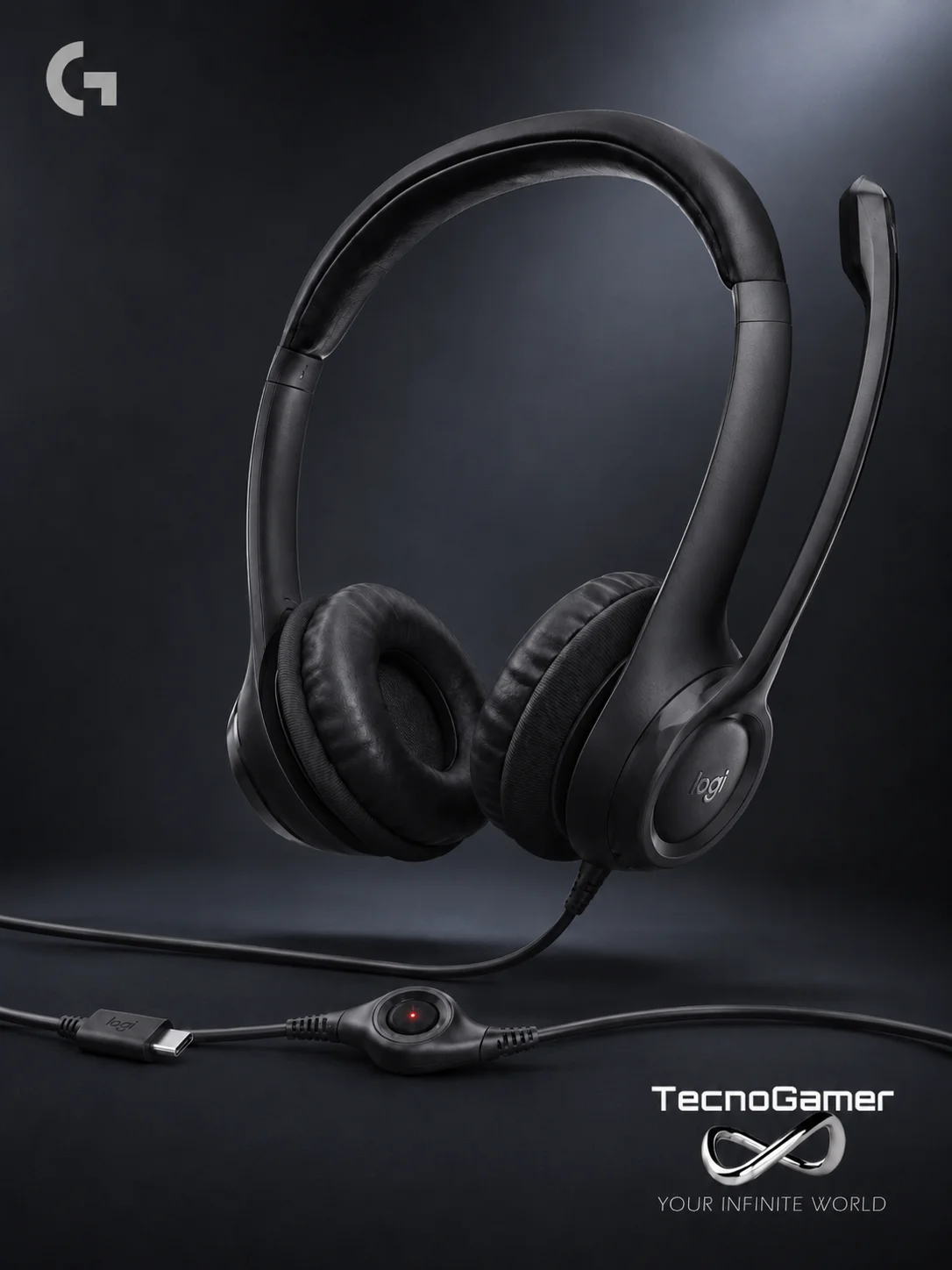 Audífono Logitech H390 Midnight Black USB-C TecnoGamer