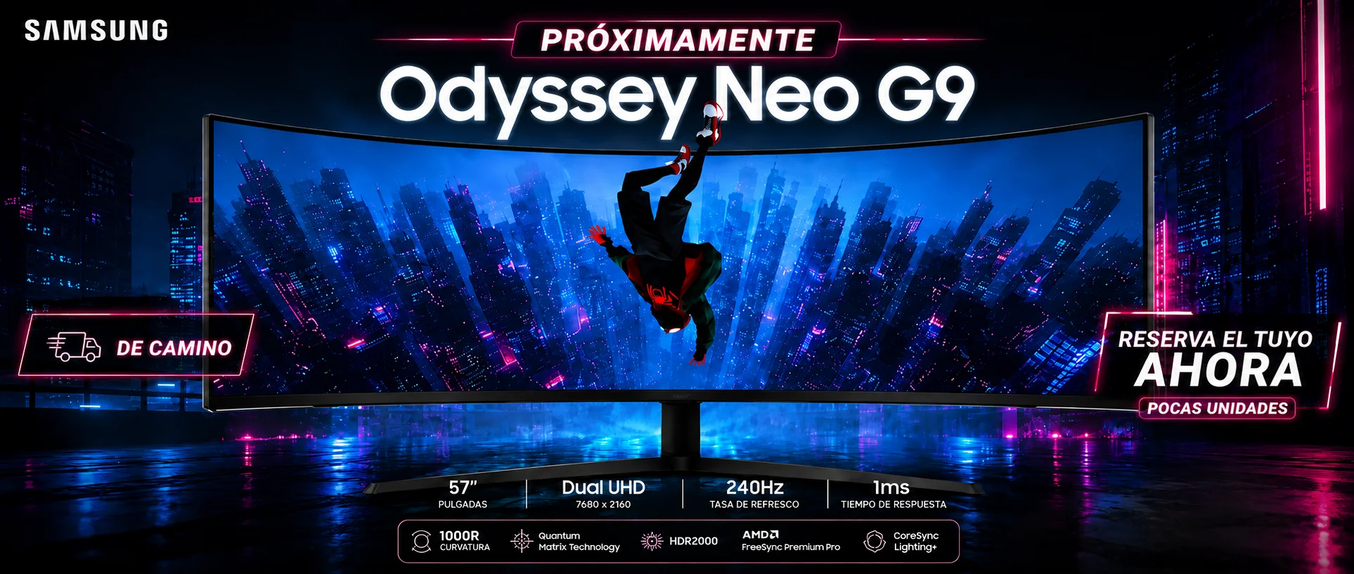 Monitor Samsung Odyssey Neo G9 de 57 pulgadas próximamente